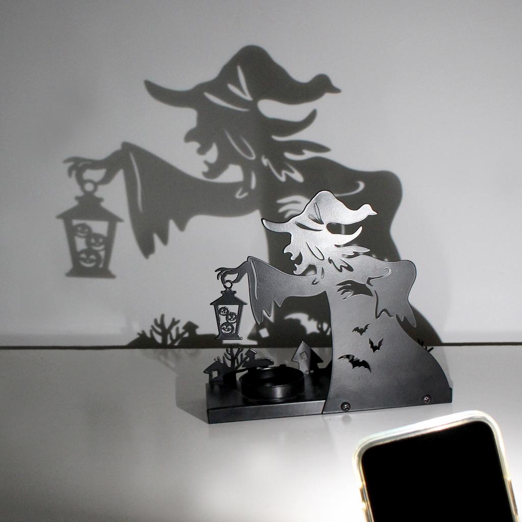 1 Hexenleuchter Eisenhandwerk, von der Beleuchtung reflektierte Schatten, unheimlich und furchterregend, Halloween-Leuchterdekoration,