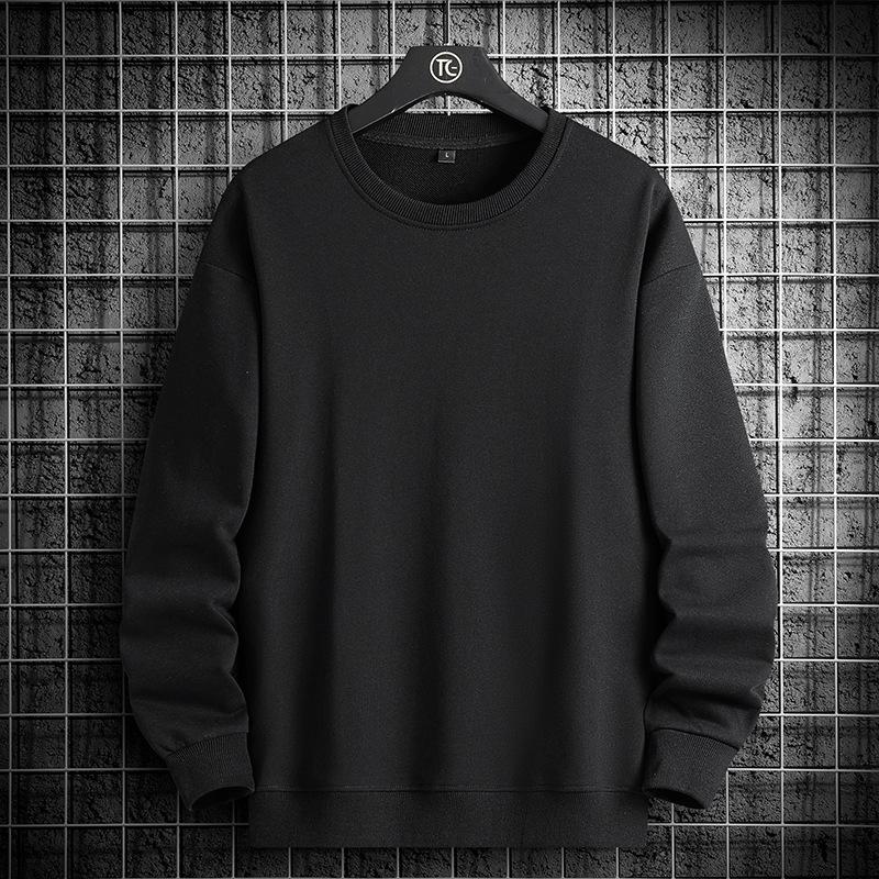 Pure Cotton Crew Neck Sweater Men's and Women's Autumn Solid Color Loose Large Size Casual Sports Jacket Long Sleeve T-shirt