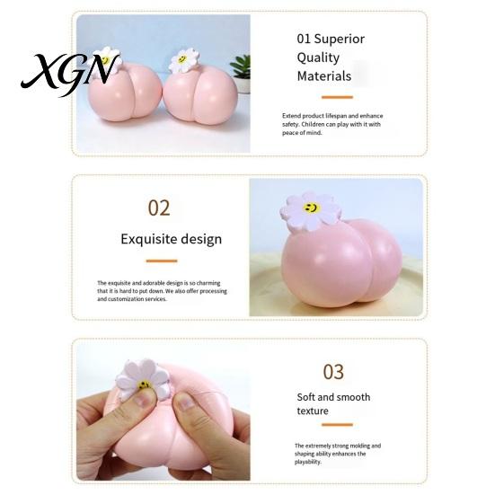Slow Rebound Stress Ball Slow-Rising Butt Peach Squeeze Toy with Smile Flower Soft PU Shaped Fidget for Relief Cute Decompression Gadget Kids Adults