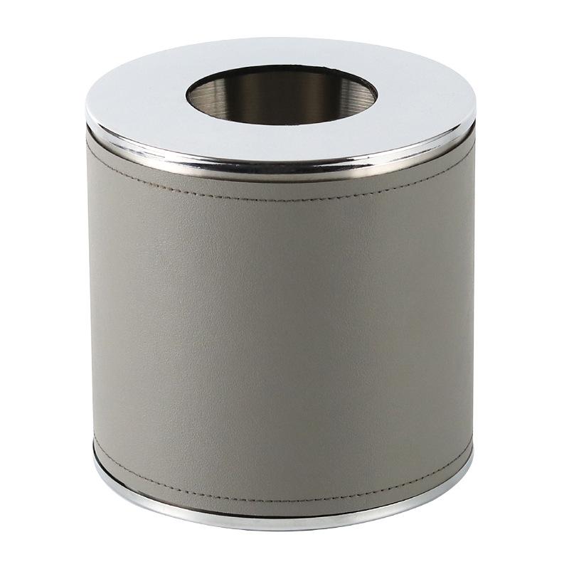 

Легкая роскошная и высококачественная кожаная круглая коробка для салфеток, украшения, модель комнаты, гостиничного номера, спальни, настольная коробка для салфеток, аксессуары White - Round M06304