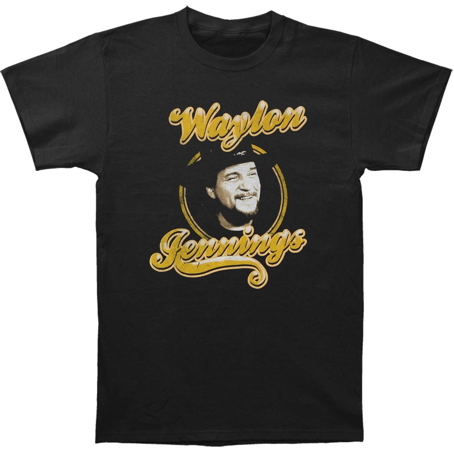 Men s Waylon Jennings Head Shot Tee T-shirt Medium Black M