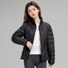 Women's Stand Collar Full Zip Short White Duck Down Jacket Lightweight Quilted Warm Winter Outerwear Coat