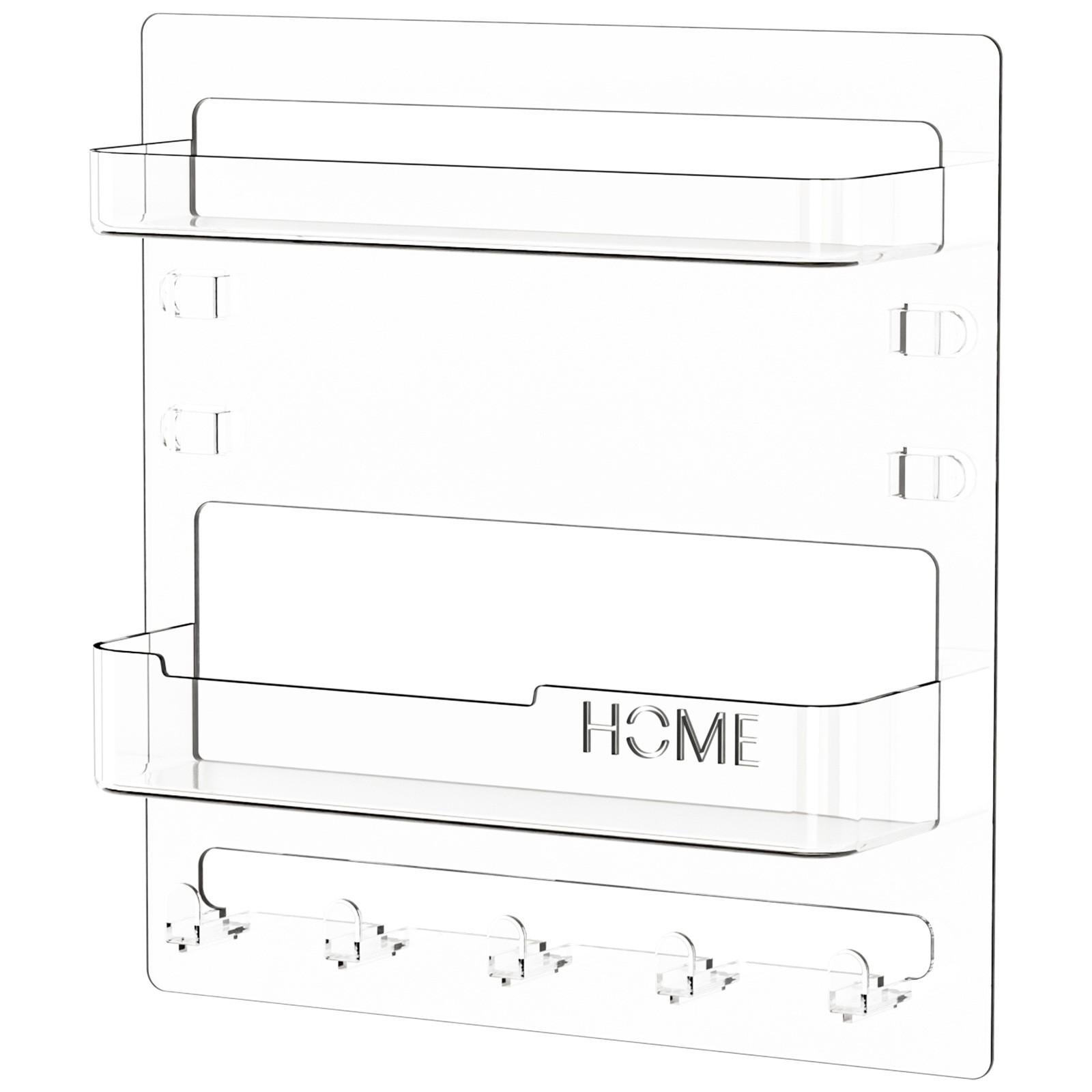 Acrylic Wall-Mounted Remote Holder - Hanging Storage Box for Phones Keychain Earphones Multi-Functional Home Organizer Rack прозрачный 1180₽