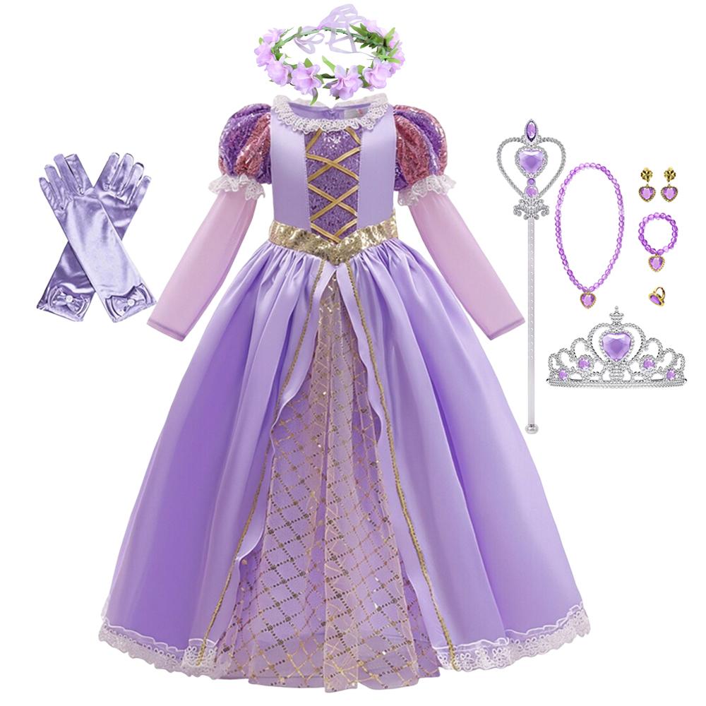 Mädchen Prinzessin Halloween Cosplay Rapunzel Vestidos Kostüm Verkleiden Kinder Rollenspiel Karneval Kindergeburtstagsparty Ballkleid