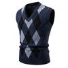 Mens Soft Sweater Vest Spring Autumn Sleeveless Knitted Pullover Husband Dad Fashionable Knitted Vests Black Grey Plaid