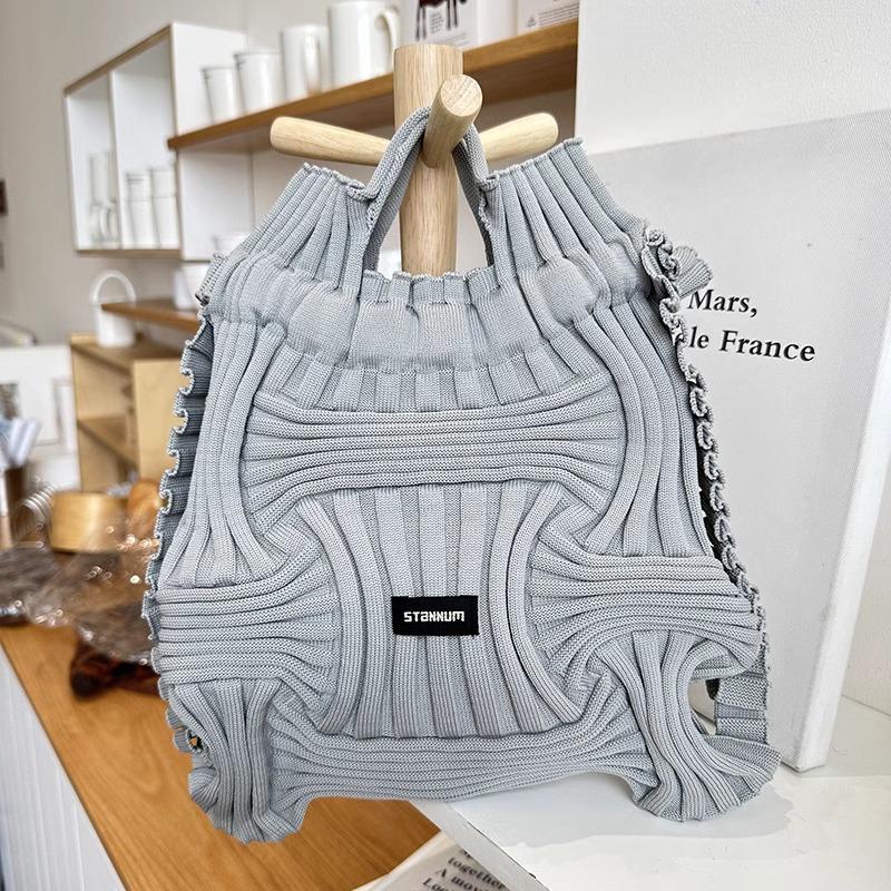 Multifunctional Pleated Elastic Knit Backpack