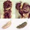 Women's Vintage Etched Leaf Feather Hair Clip Elegant Hairpin Hair Barrette