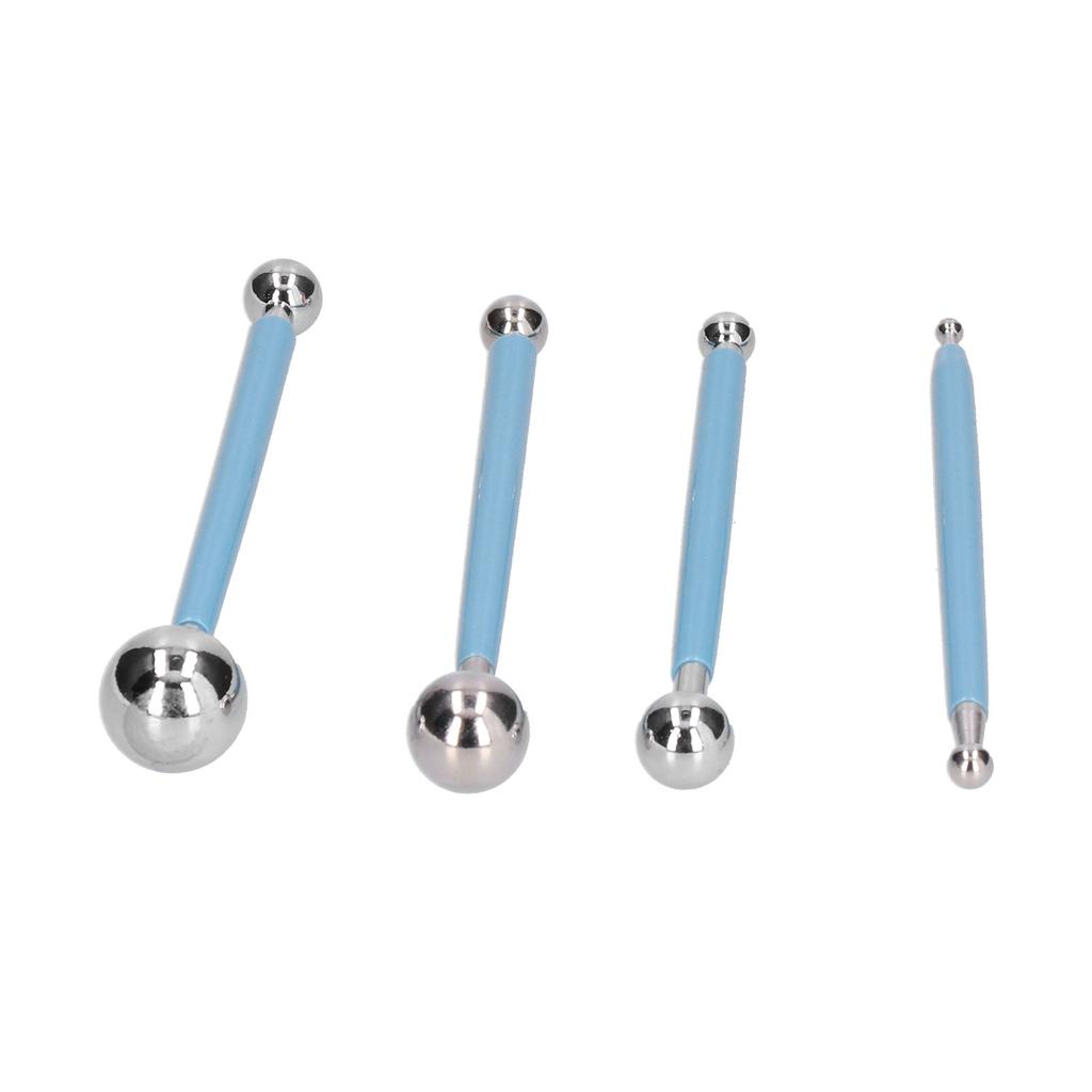 4Pcs set Baking Tool Stainless Steel Ball Sculpting Tool DIY Cake Fondant Decorating Kit(SelfSealing Bag )