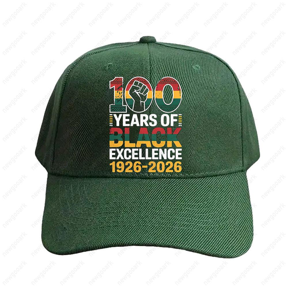 Black Excellence 1926?026 100 Years of Pride and Power Cap Women Unisex Graphic Baseball Caps Peaked Hat Adjustable