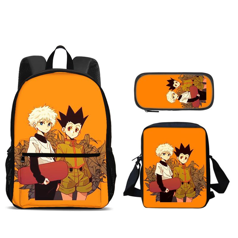 HUNTER × HUNTER Backpack Pen Bag Shoulder Bag 3Pcs Set Anime Printed Kindergarten Boys and Girls New Large Capacity Lightweight