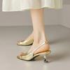 Square Heel Sandals Open-toed Simple Back Empty Temperament Roman Thin French High Heels Women's Summer Spring 2025 New Models