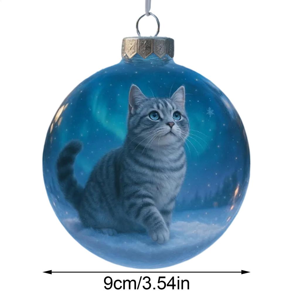 Cat Christmas Ornament Ball Cute Animal Seasonal Decor Christmas Ball Cat Pendant for Holiday Winter Indoor Home Living Room