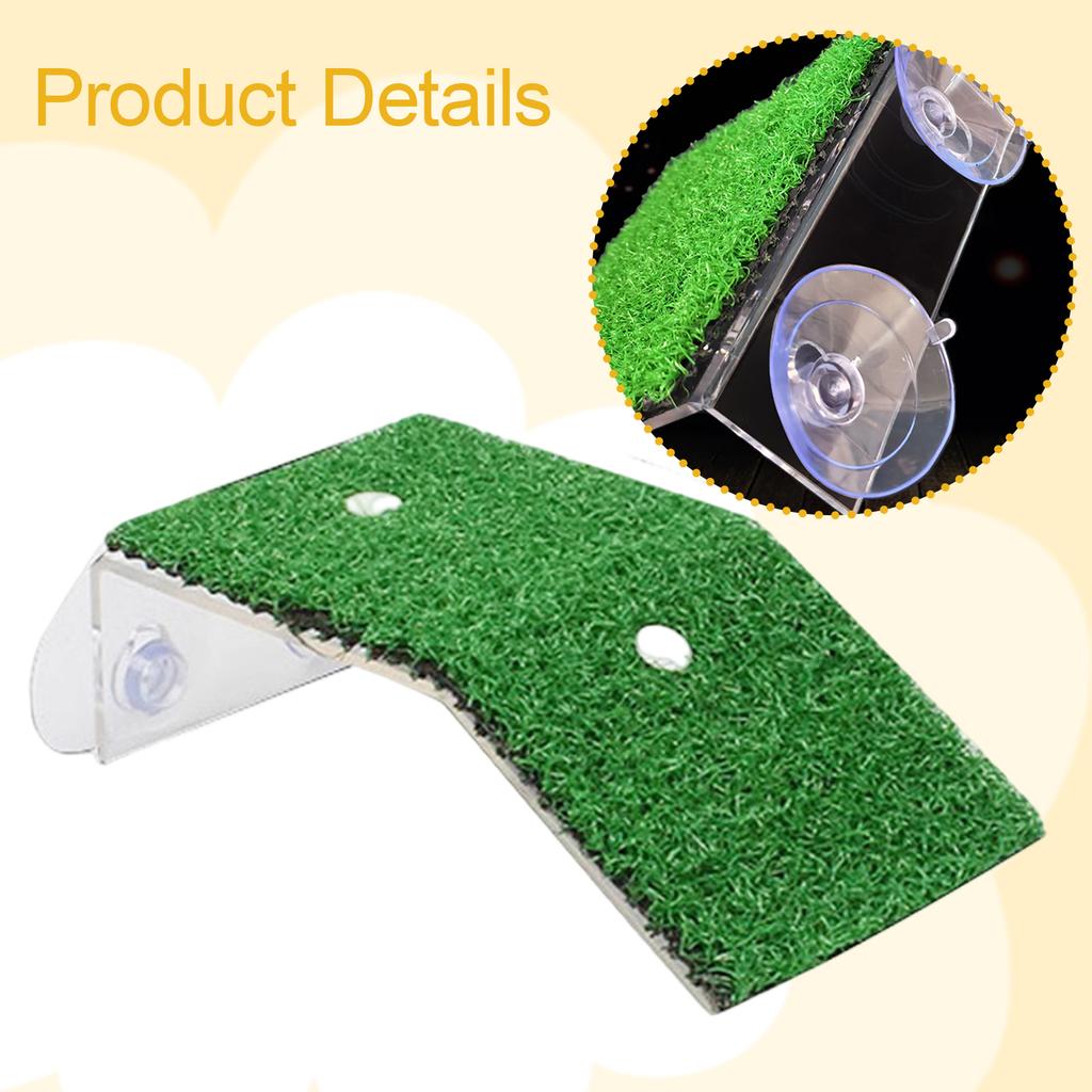 Turtle Resting Basking Drying Platform Reptile Tortoise Climbing Ladder Simulated Lawn Tank Decoration Habitat Decor