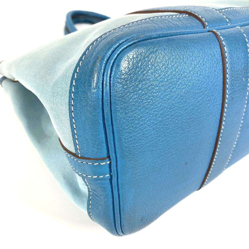 Hermes Garden Party TPM Hand Bag Tote Bag Toile Offishe/Leather Blue