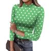 Women's Slim Bottom T-shirt Fashion Casual Polka Dot Printing Round Neck Pullover 3/4 Sleeve Top