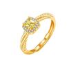 High Appearance Yellow Diamond Square Candy Twist S925 Sterling Silver Adjustable Open Ring for Women