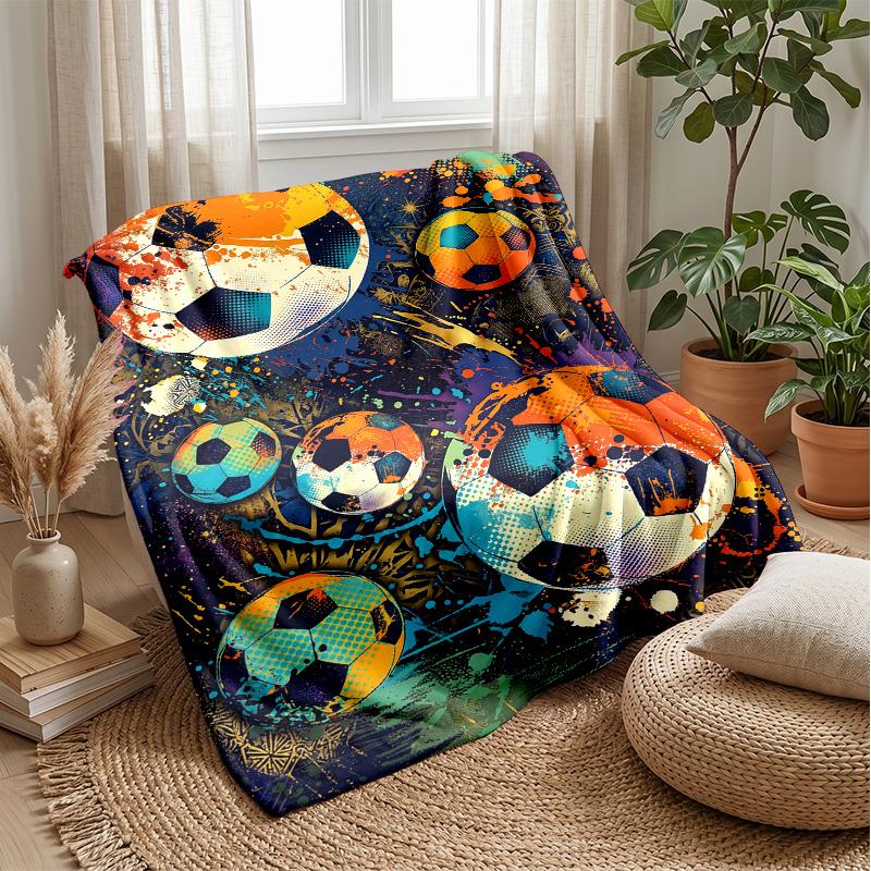 Soccer Ball Galaxy Theme Blanket Lightweight Warm Flannel Blanket Decorative Throw Blanket for Home Decoration