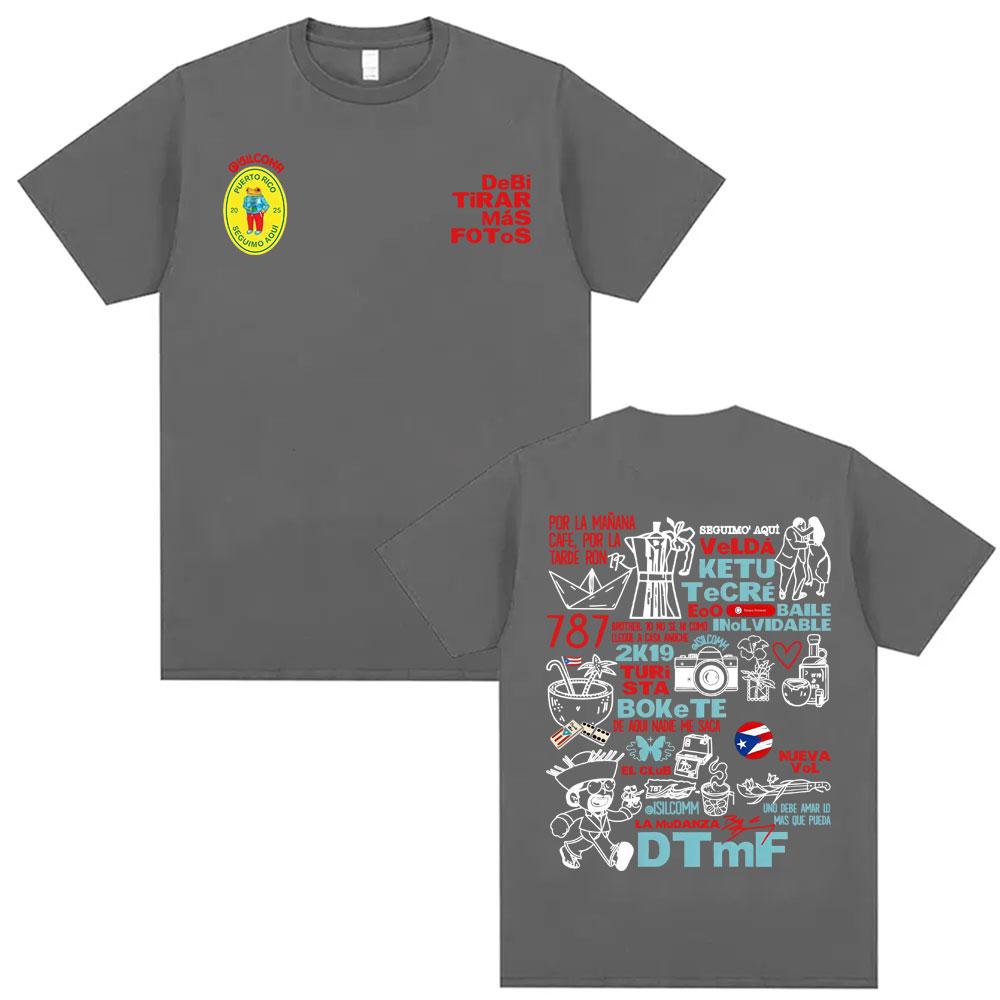 Bad Bunny Debi Tirar Mas Fotos DTMF Album Print T Shirt Men Women Casual Cotton Oversized Tee Shirt Retro Hip Hop Summer Tshirt