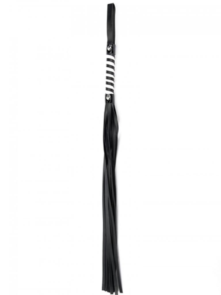 Pejcz Flogger Z Długimi Paskami Biało-Czarny Bicz Do Zabaw Bdsm Sex
