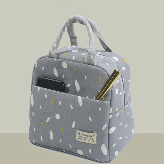 Insulated Lunch Bag Large Capacity Waterproof Foil Lining Rain Print Multi Pockets Leakproof Zipper Closure Portable Reusable