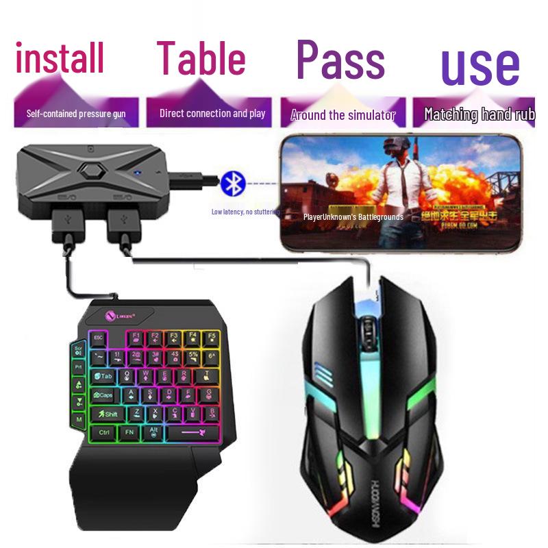 JiaYing PUBG One-Handed Keyboard & Mouse Auto-Press Gun Peripheral Set