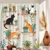 Cute Cats On Shelves With Plants And Butterflies Shower Curtain Waterproof Easy To Clean Privacy Protection Art Design Modern