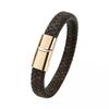 Mibrow Czarna Skórzana Pleciona Bransoleta Męska Rozmiar 10x5 12x6mm Modny Metalowy Magnetyczny Zapięcie Bransolety Owijane Punkowy Charm Biżuteria Męska