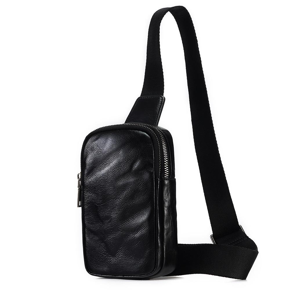 Men's Retro Genuine Leather Crossbody Chest Bag - Trendy Shoulder Bag for Commuting