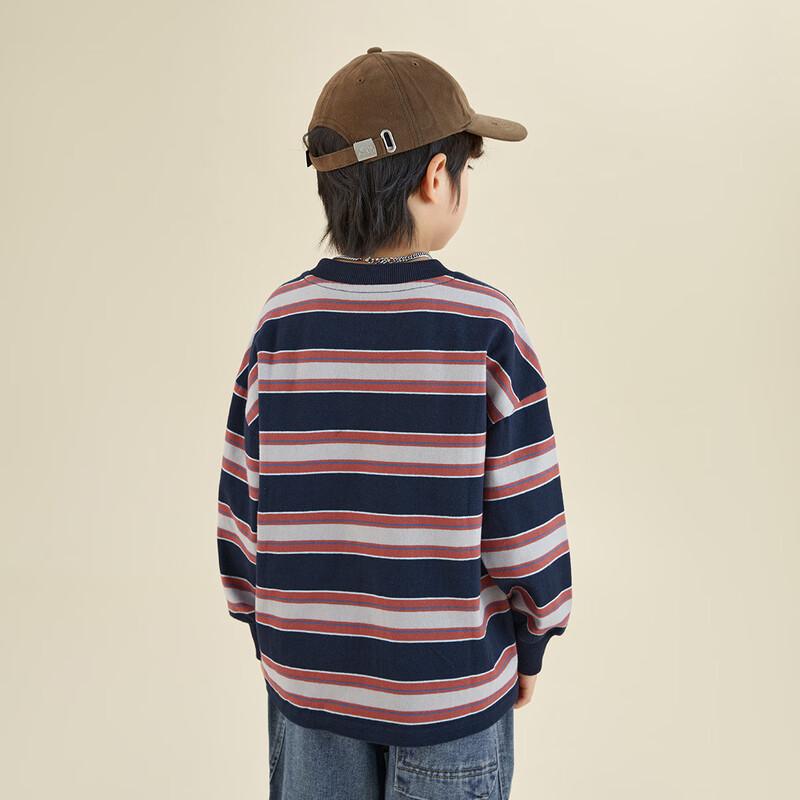 Boys  Striped Letter Print Casual Sweatshirt 140