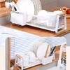 Large Capacity Kitchen Dish Rack Wooden Handle Kitchen Organizer Tableware Storage Rack  Apartment