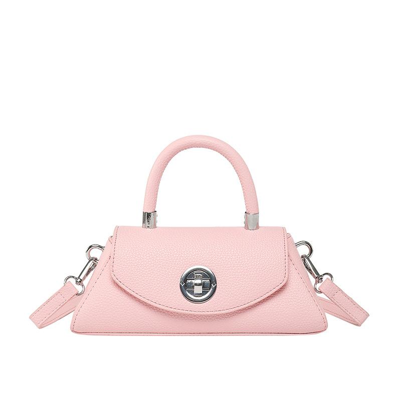 Popular Simple Temperament High-end Lychee Pattern Trapezoidal Portable Small Square Bag Casual Versatile Foreign Style Messenger Bag