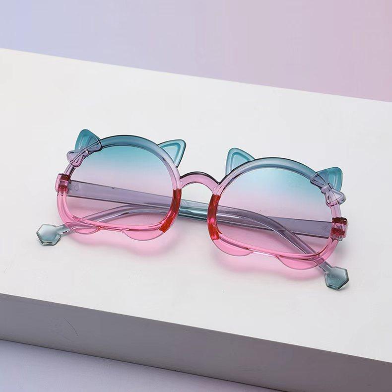 One-Piece Children'S Sunglasses Cute Kitten Children'S Glasses Cartoon Candy Color Baby Sunglasses