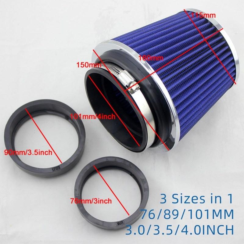 High Flow Intake Kit Cone Air Filter Adapter Cold Car Filters Racing 3" 3.5 4inch Sport System Performance Box 76MM 89MM 101MM