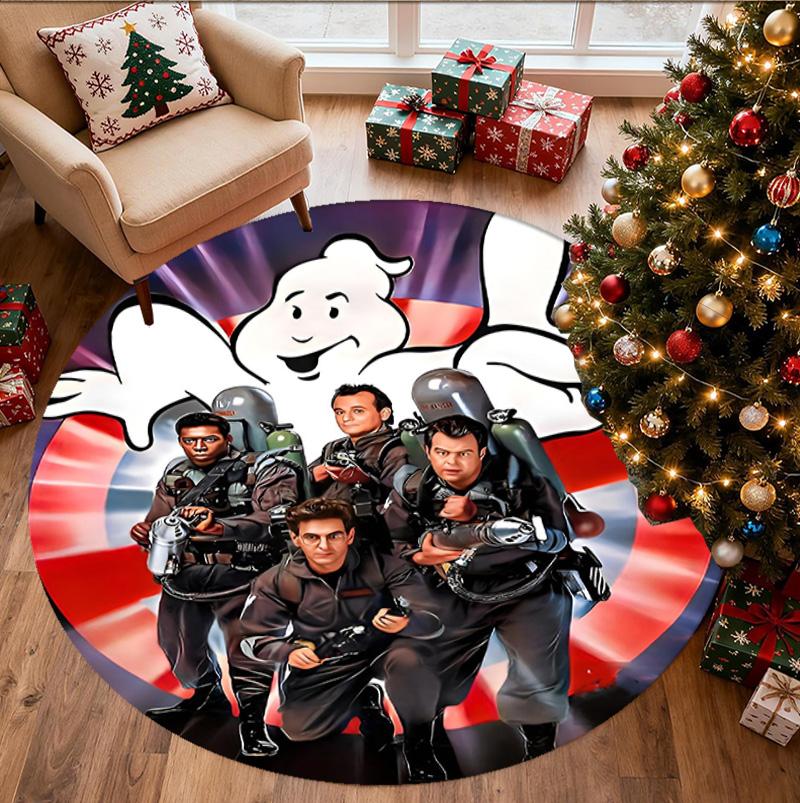 Ghostbusters Pattern Round Rug, Indoor/Outdoor Mat, for Picnic, Gameroom, Bedroom, Office, Living Room, Home Decor Carpet, Birthday Gift