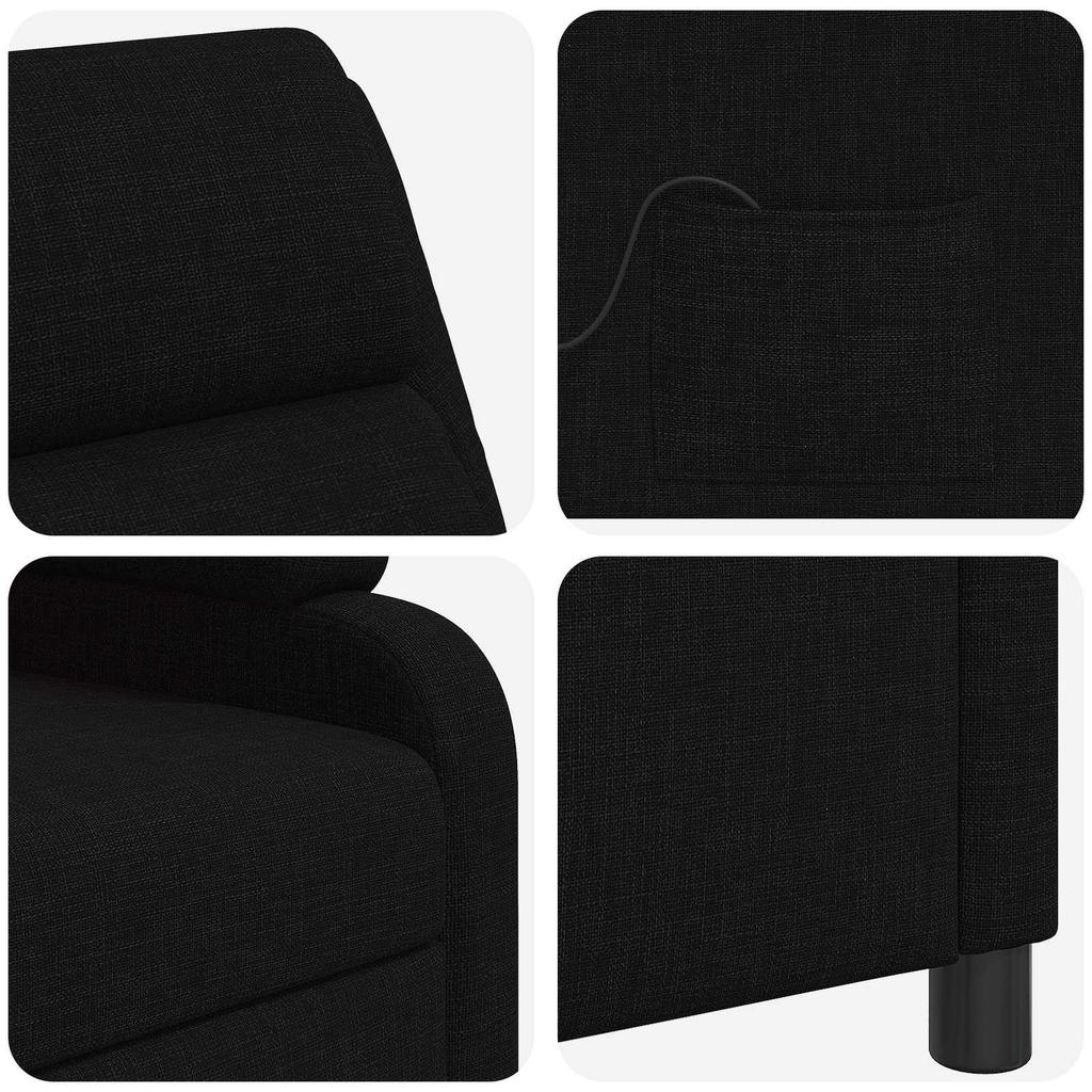 Massage Recliner Chair Black Fabric