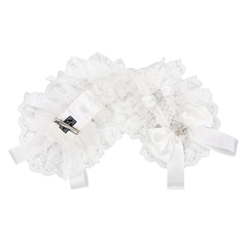 Elegant Ribbon Hair Clip Headpiece With Lace Ruffle Trim Design For Women And Girl Anime Event Gathering Hair Ornament