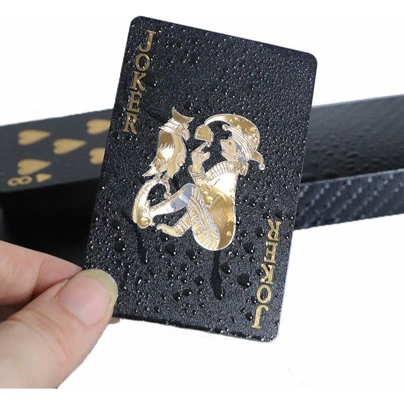 Su Geçirmez Siyah Altın Oyun Kartları Premium Kumarhane Sınıfı Poker Destesi Seti Zarif Tasarım Dayanıklı PVC Malzeme Parti Poker Kartları