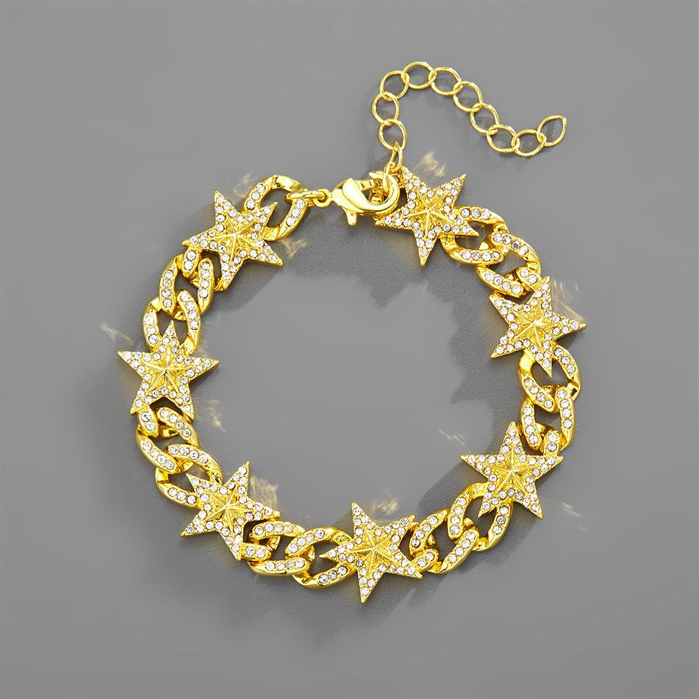 European & American Fashion Niche Star Necklace - Rhinestone Cuban Chain Street Style Versatile Design