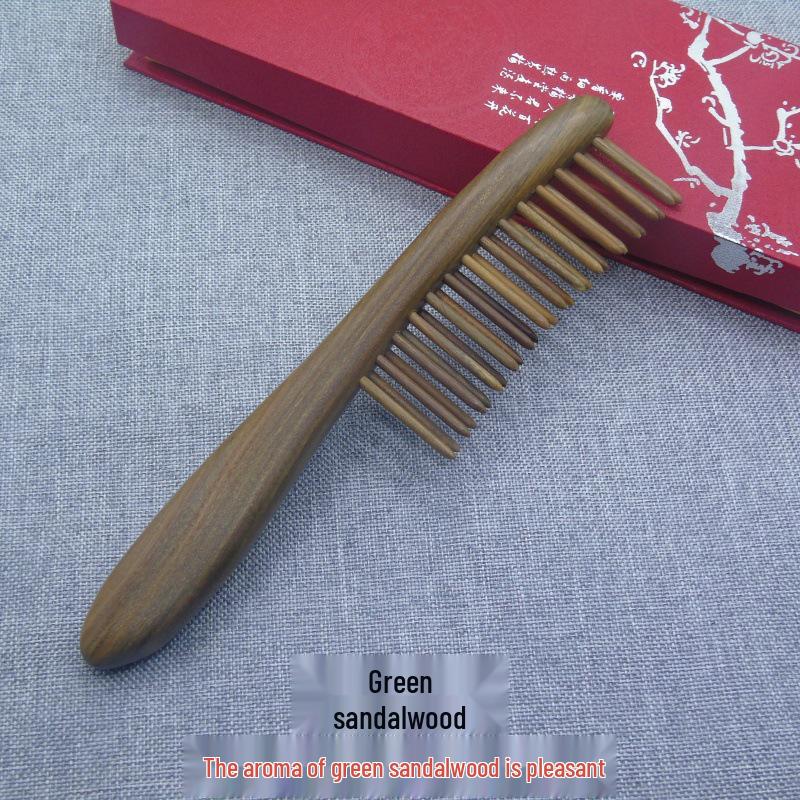 Purple Sandalwood Double Row Massage Comb with Green Sandalwood Hair Smoother and Engraved Portable Design