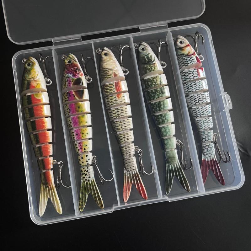 5-Piece Large Multi-Jointed Bionic Soft Lure Set Saltwater Freshwater Fishing Sinking Hard Bait