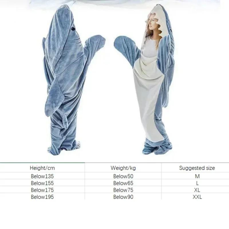 Cartoon Shark Blanket Plaid Gown Sleeping Bag Women Pajamas Adult Blanket Flannel Shark Nightrobe Comfy Bathrobe Homewear Gift