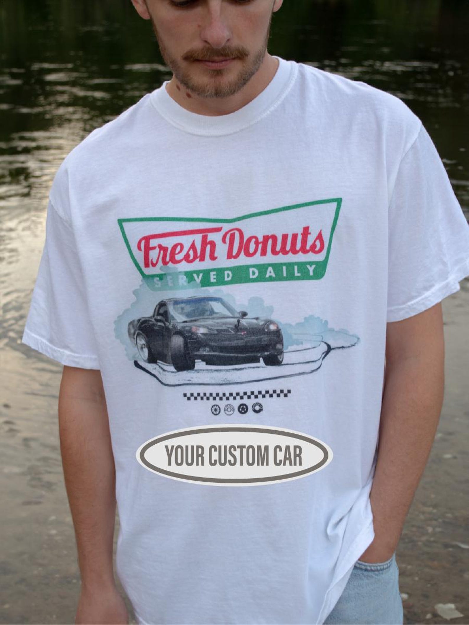 Custom Fresh Donuts Served Daily, Custom Car Shirt, Car Guy Gift, 100% Cotton Comfort Colors, Car Shirt, Personalized Car Tshirt Gift, No AI S