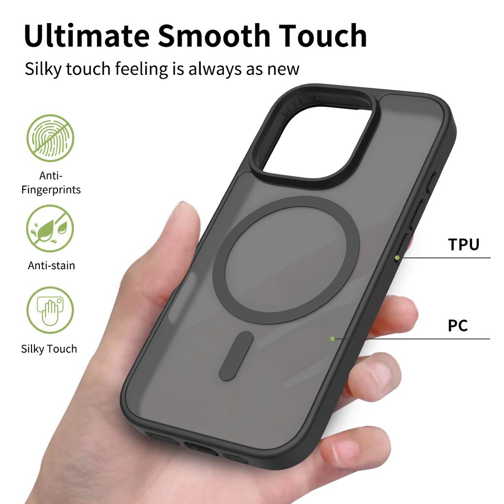 Matte Magnetic Case for Magsafe iPhone Air 17E 17 E 16E 16 Pro Max 15 Plus 14 13 12 Mag Safe Frosted Translucent Silky Touch Anti-stain Phone Cover