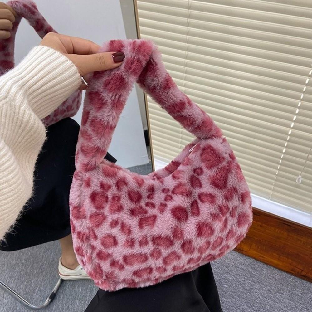 Mini Plush Underarm Bag Fluffy Tote Bag Casual Shoulder Bag Girl