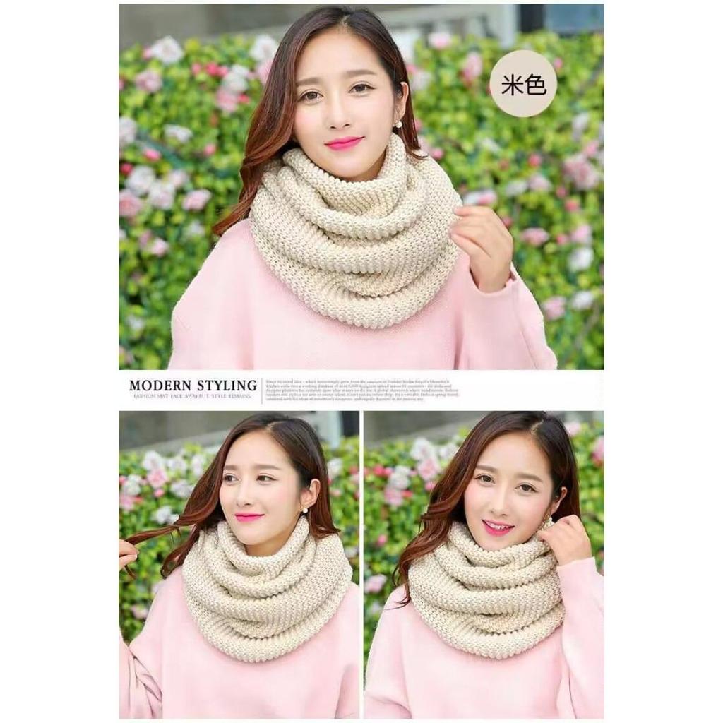 Ullscarf för kvinnor för höst och vinter, vindtät och köldtålig tjock nackvärmare, enfärgad mångsidig, varm och nackskyddande stickad scarf