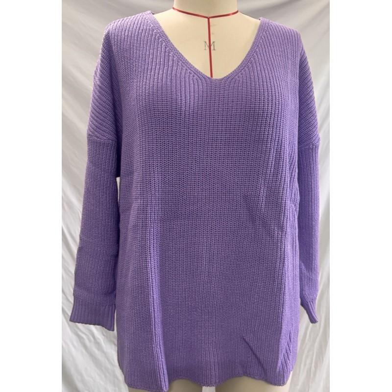 Womens V-Neck Loose Long Sleeve Knit Sweater Winter Casual Home Outfit