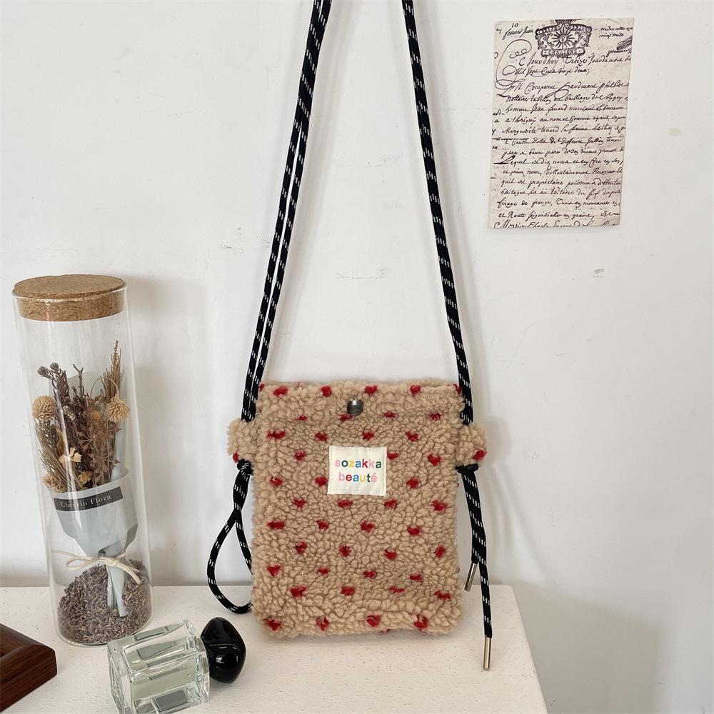 Soft Messenger Bag Plush Flower Commuter Leisure Bag Shopping Underarm Mobile Phone Bag Shoulder Bag