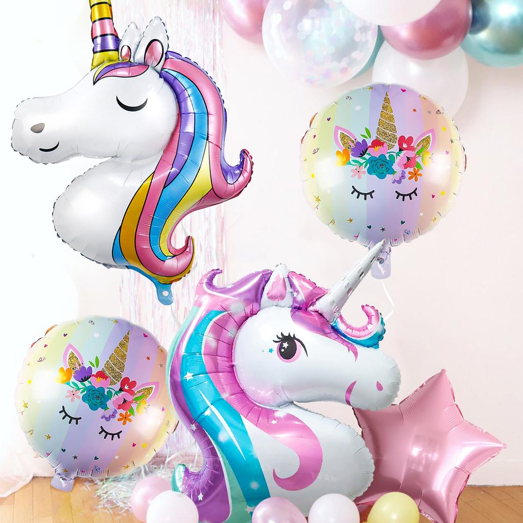 6pcs Rainbow Star Unicorn Balloon Set, Unicorn Theme Birthday Party, Girl's Birthday, Baby Shower, Engagement Wedding Decoration