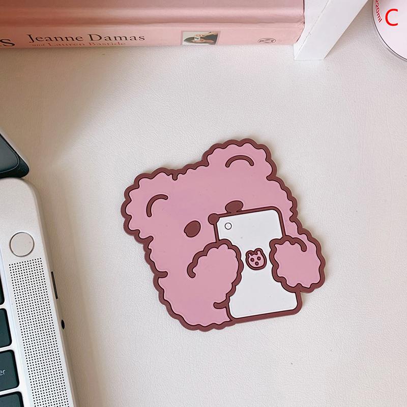 Cute Rabbit Water Coaster Cartoon Bear Non-Slip Insulation Sliding Table Mat C