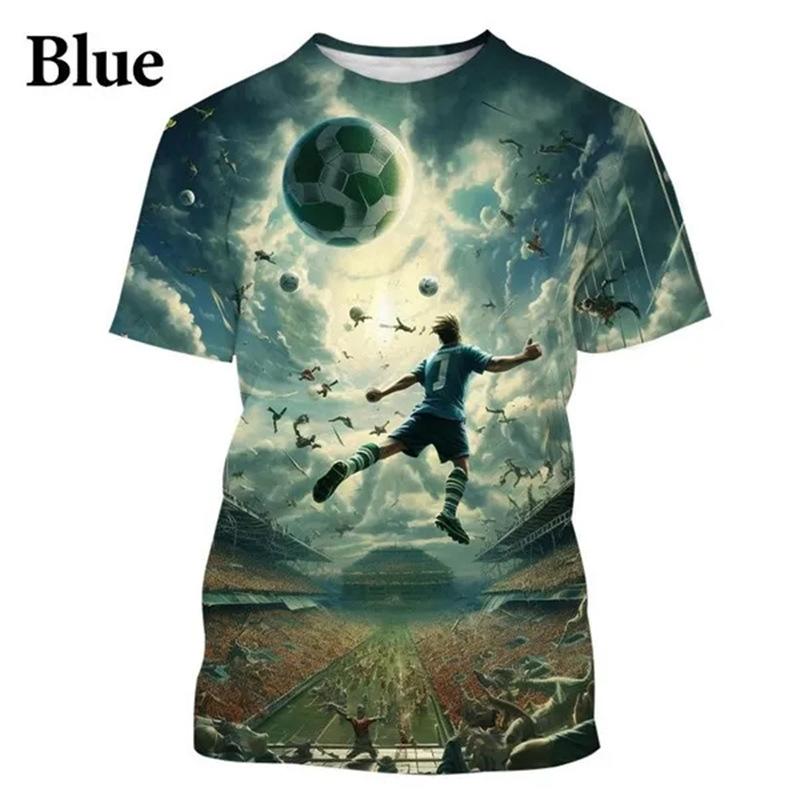 Kreativa fotbolls-T-shirts med 3D-trycksmönster Barn Otroligt moderiktig Supercool topp Barn Harajuku-stil Casual kortärmad T-shirt